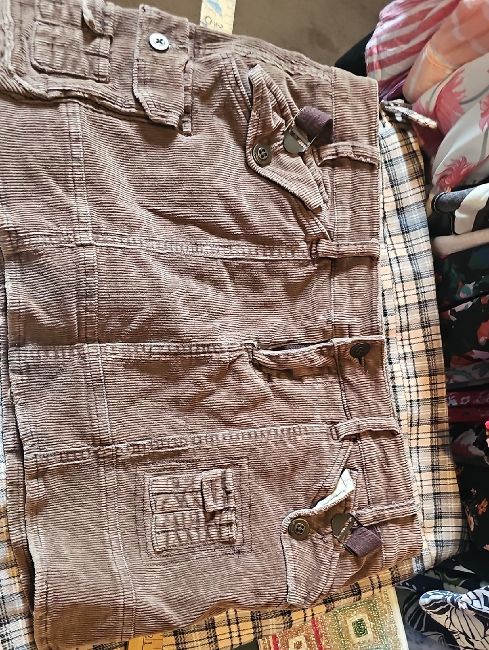 Corduroy Mini Skirt in Taupe Brown